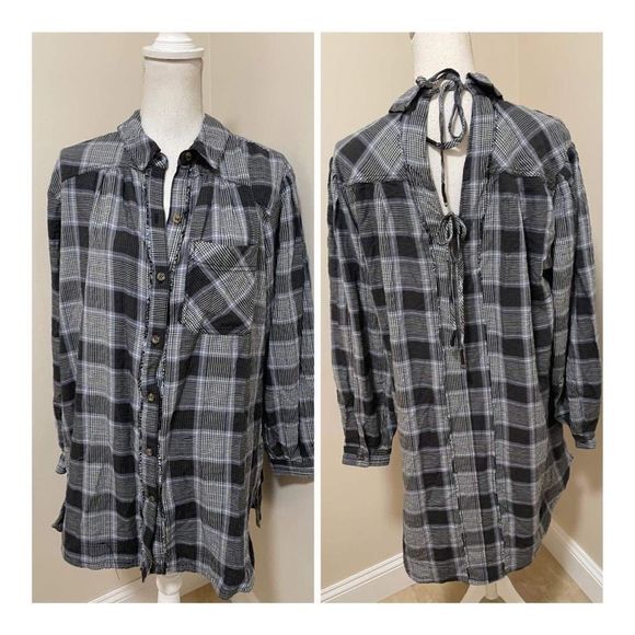Free People We The Free Wild Side Tunic Plaid Oversized Size XS - Picture 1 of 6